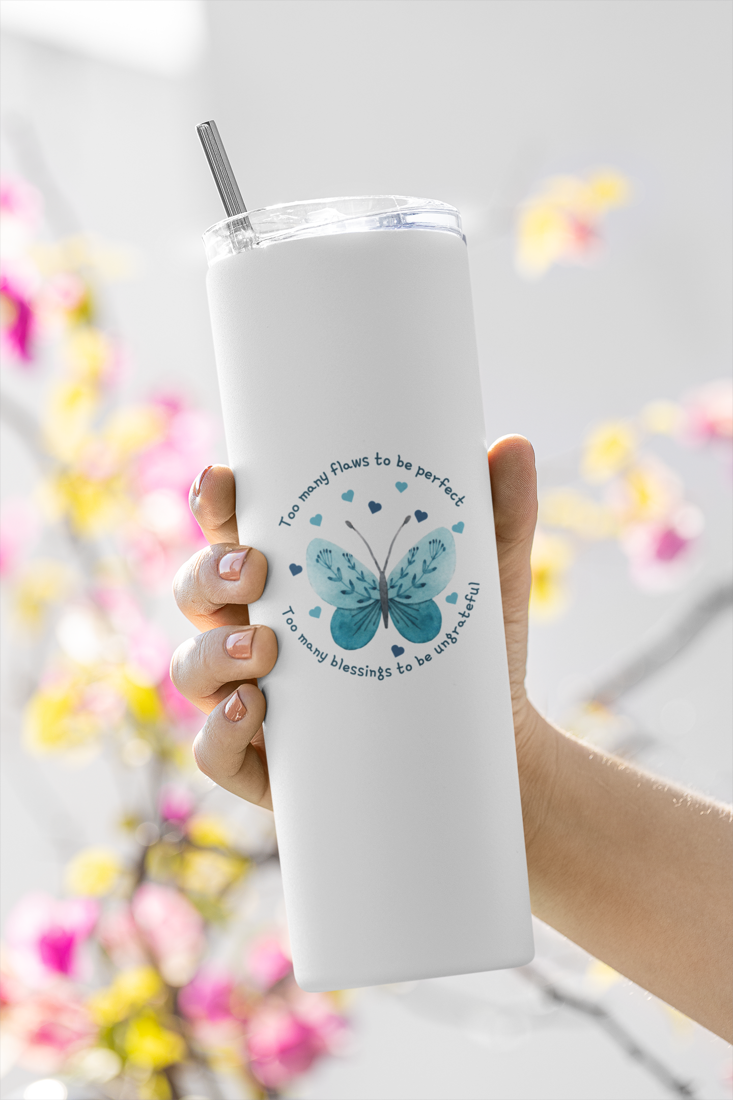 Too many flaws - Skinny Tumbler with Straw