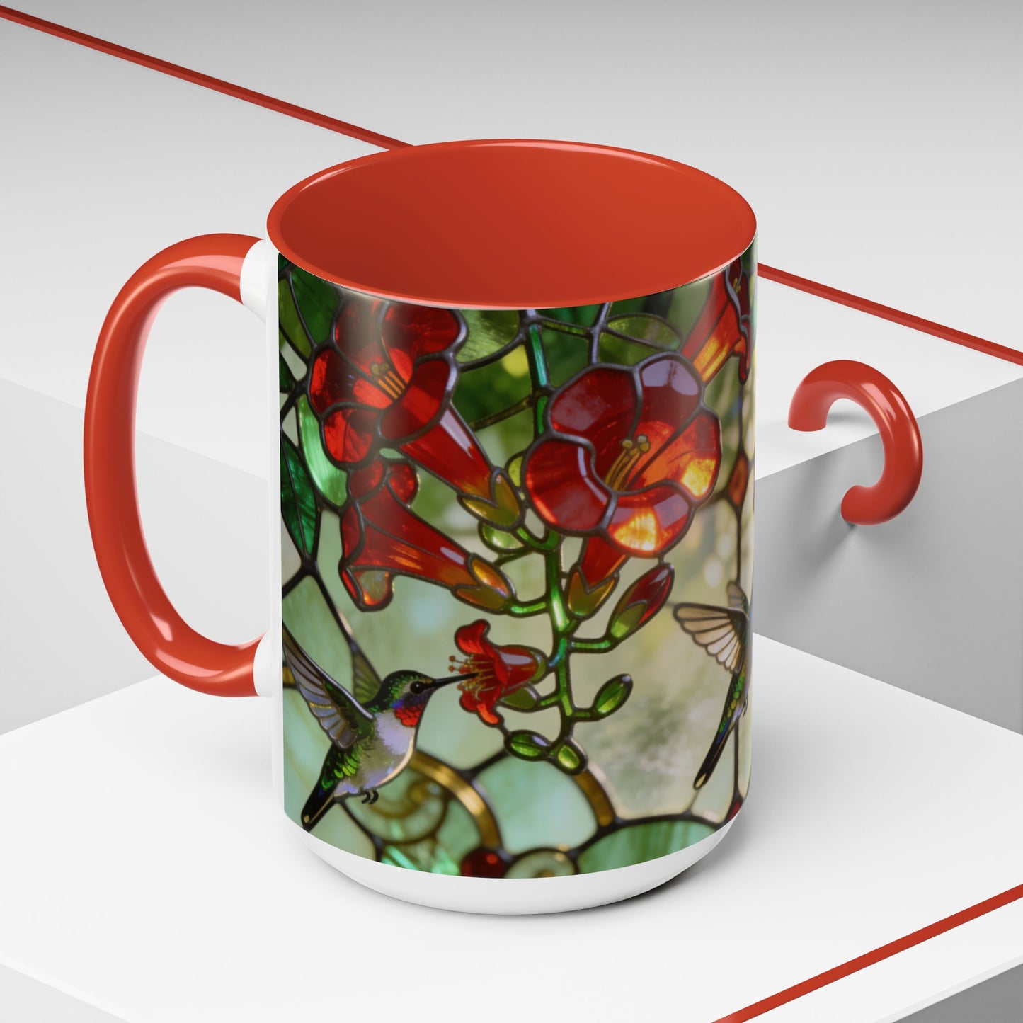 Hummingbird Stained Glass Style Coffee/Tea Mug (15oz)