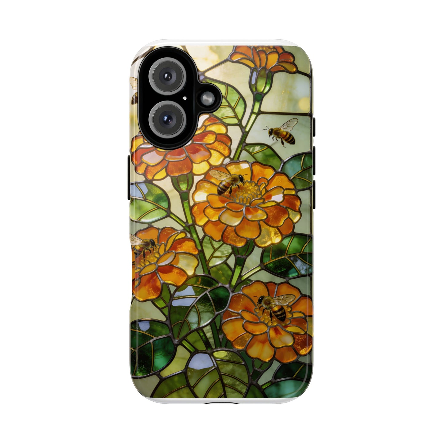 Bees and Marigolds Stained Glass Style Phone Case