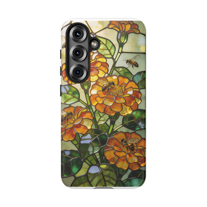 Bees and Marigolds Stained Glass Style Phone Case