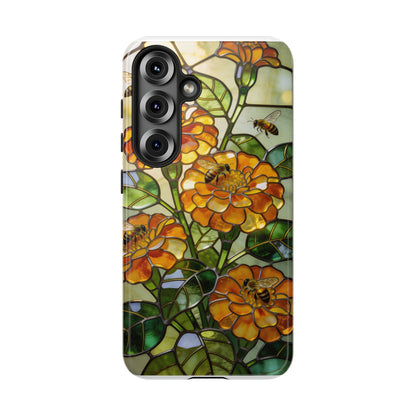 Bees and Marigolds Stained Glass Style Phone Case