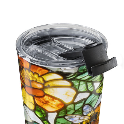 Bees and Marigolds Stained Glass Style 20oz Tumbler