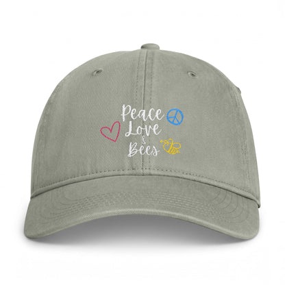 Peace Love and Bees Embroidered Cap