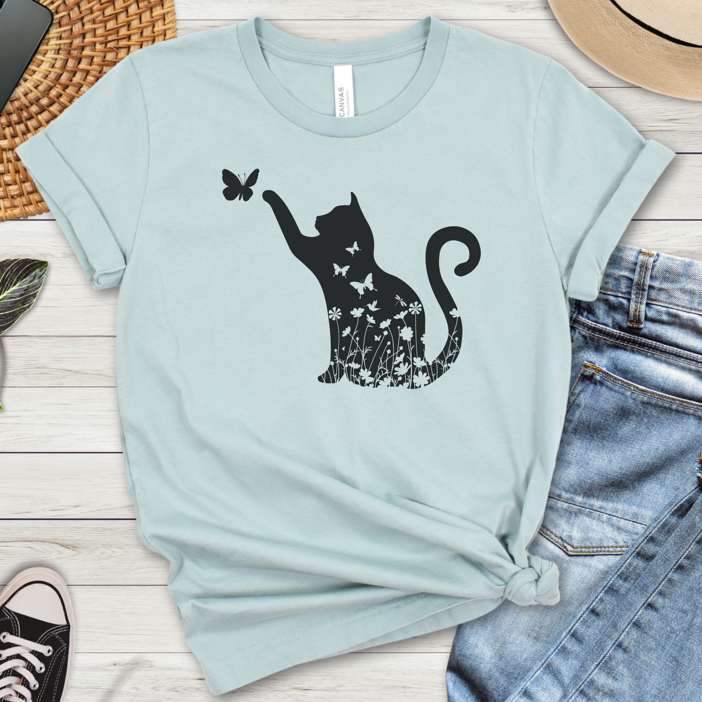 Cat and Butterfly Premium Tee