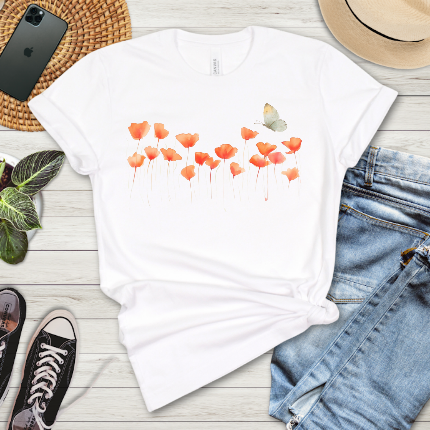 Butterfly and Poppies Premium Tee