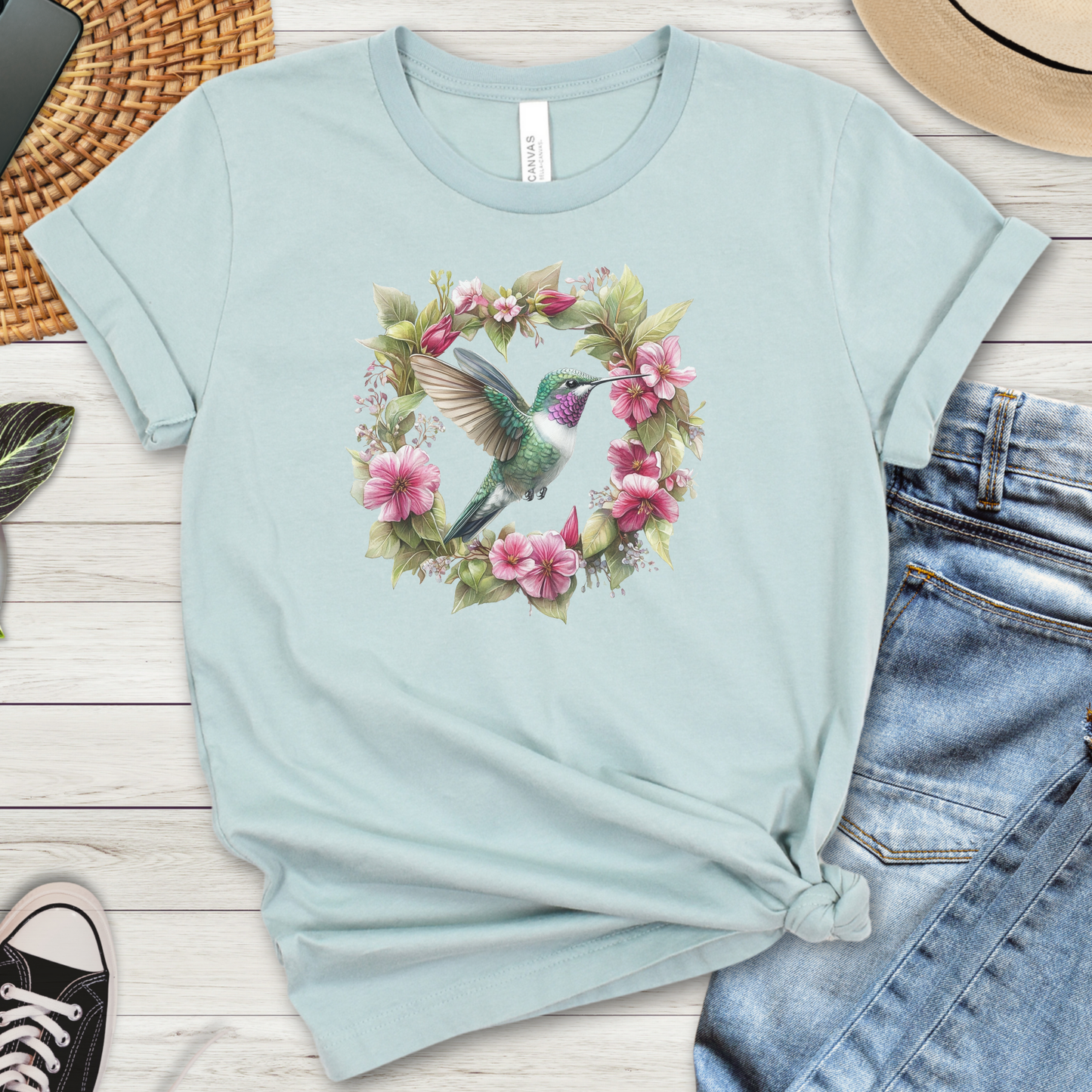 Hummingbird Wreath Premium Tee