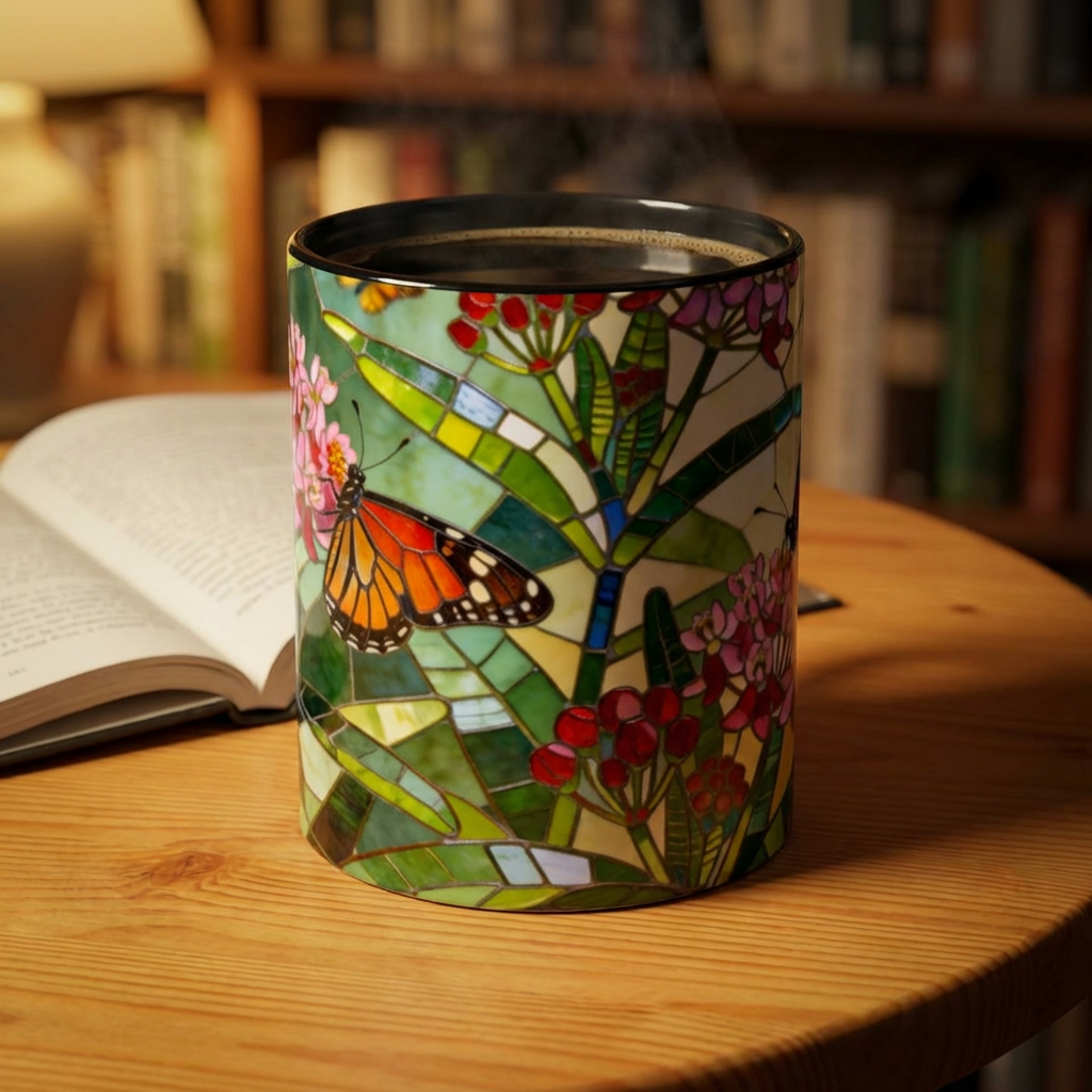 Monarch Stained Glass Style Coffee/Tea Mug (15oz)