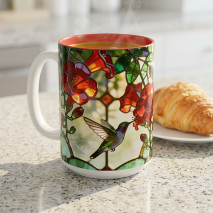 Hummingbird Stained Glass Style Coffee/Tea Mug (15oz)