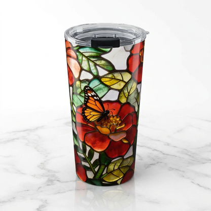 Monarch Butterfly Stained Glass Style 20oz Tumbler