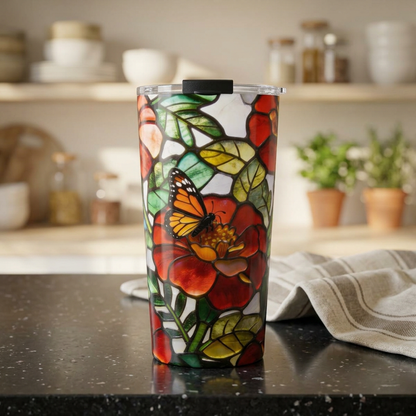 Monarch Butterfly Stained Glass Style 20oz Tumbler