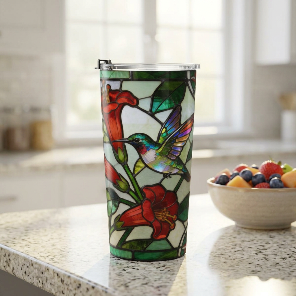Hummingbird Stained Glass Style 20oz Tumbler