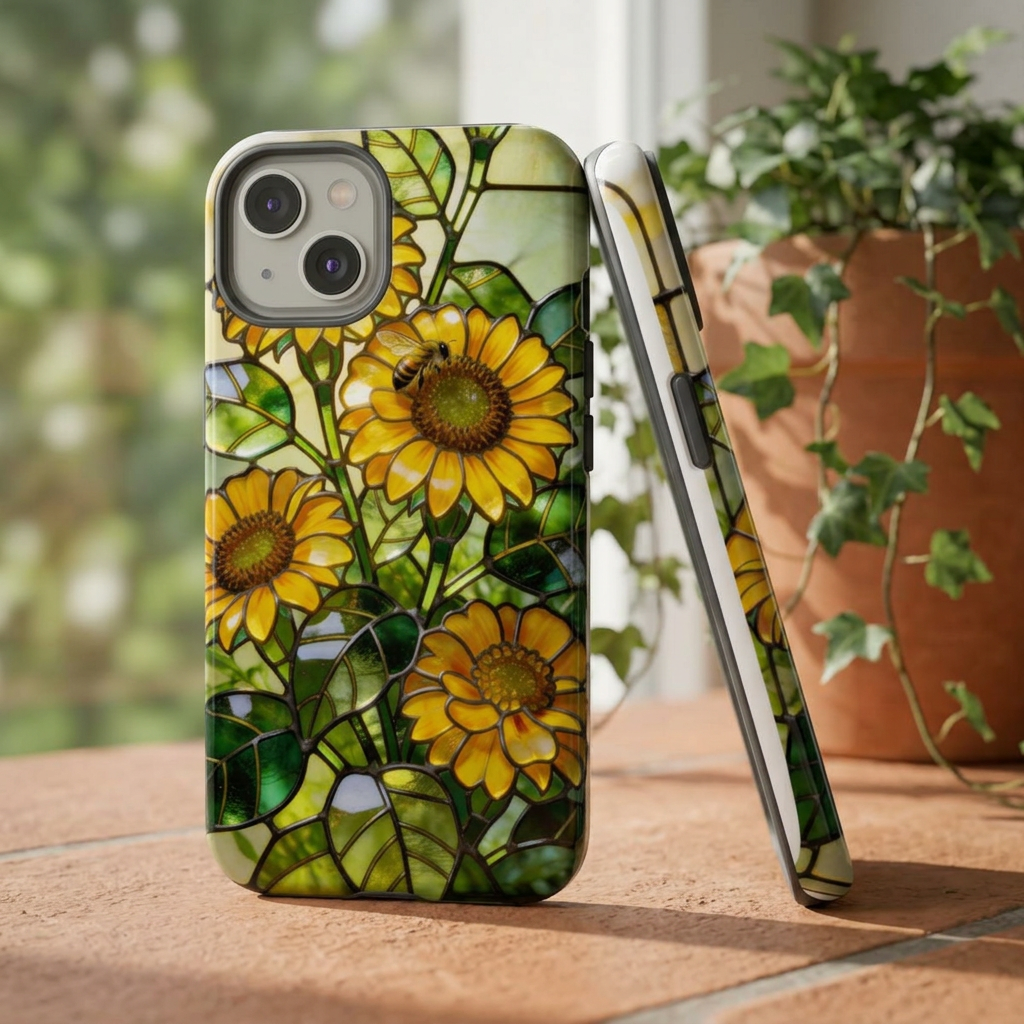 Sunflower Stained Glass Style Phone Case