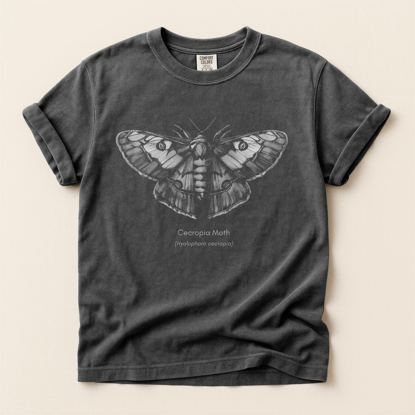 Cecropia Moth Grayscale Premium Tee