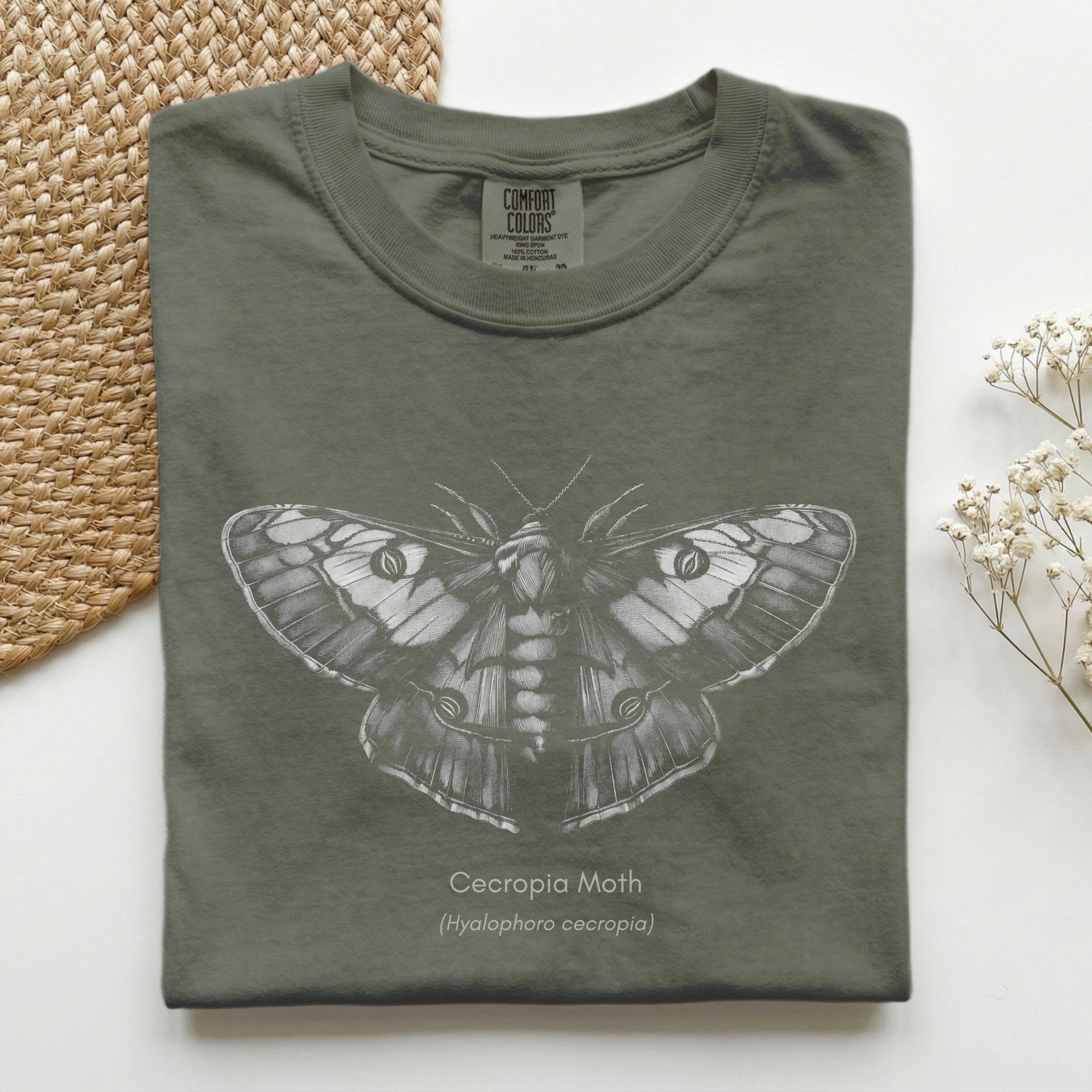 Cecropia Moth Grayscale Premium Tee