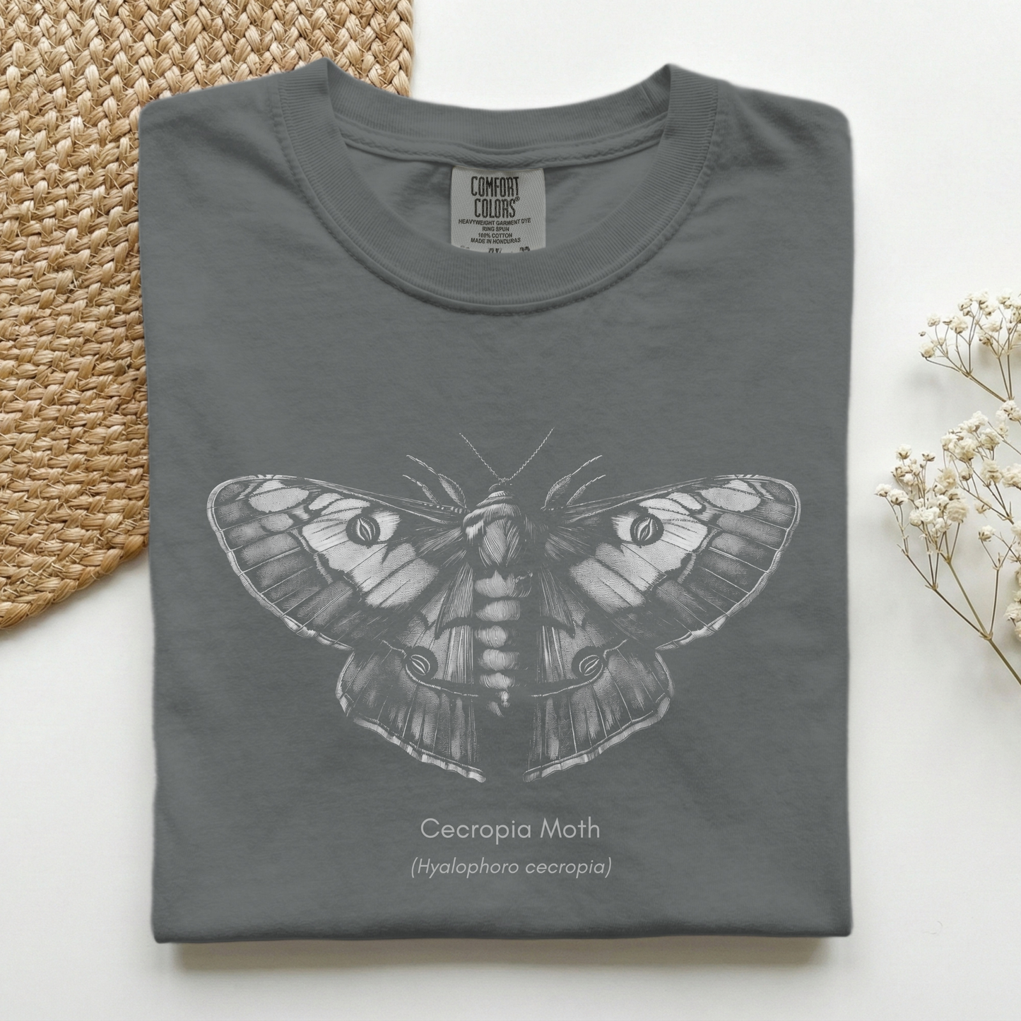 Cecropia Moth Grayscale Premium Tee