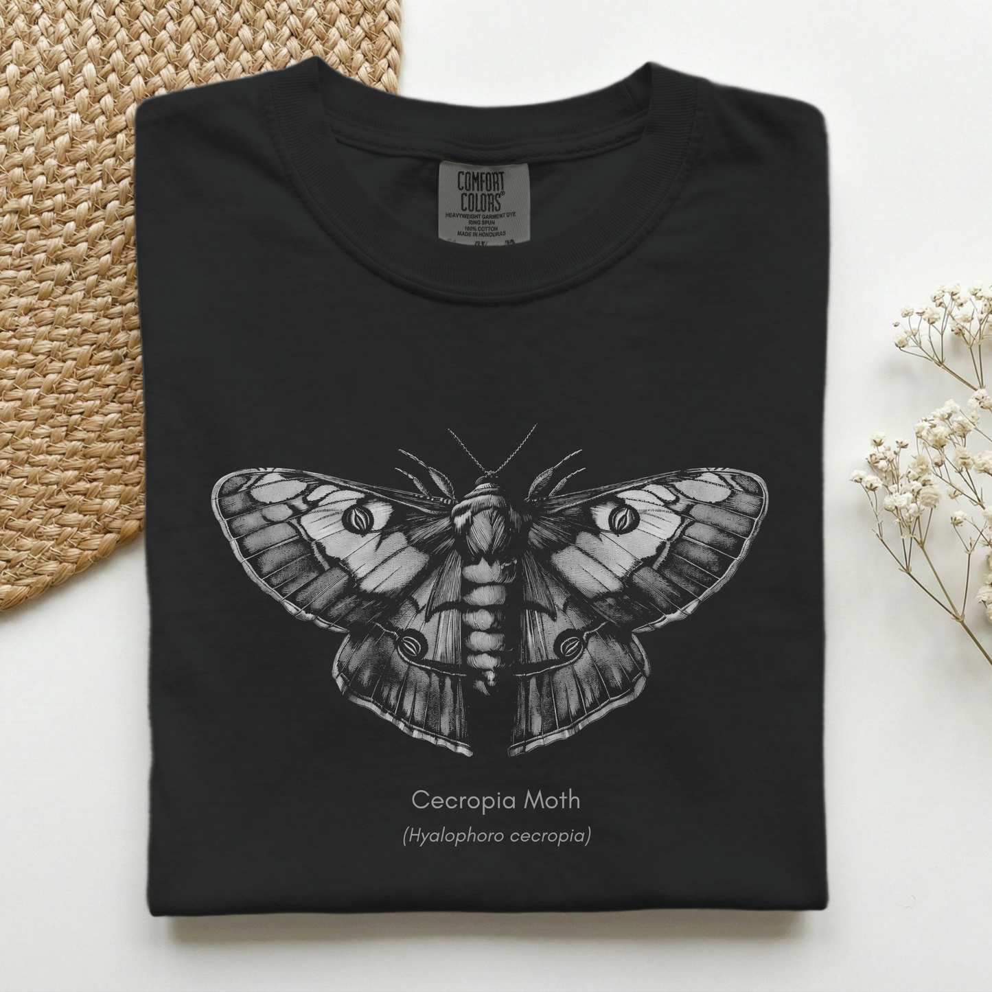 Cecropia Moth Grayscale Premium Tee