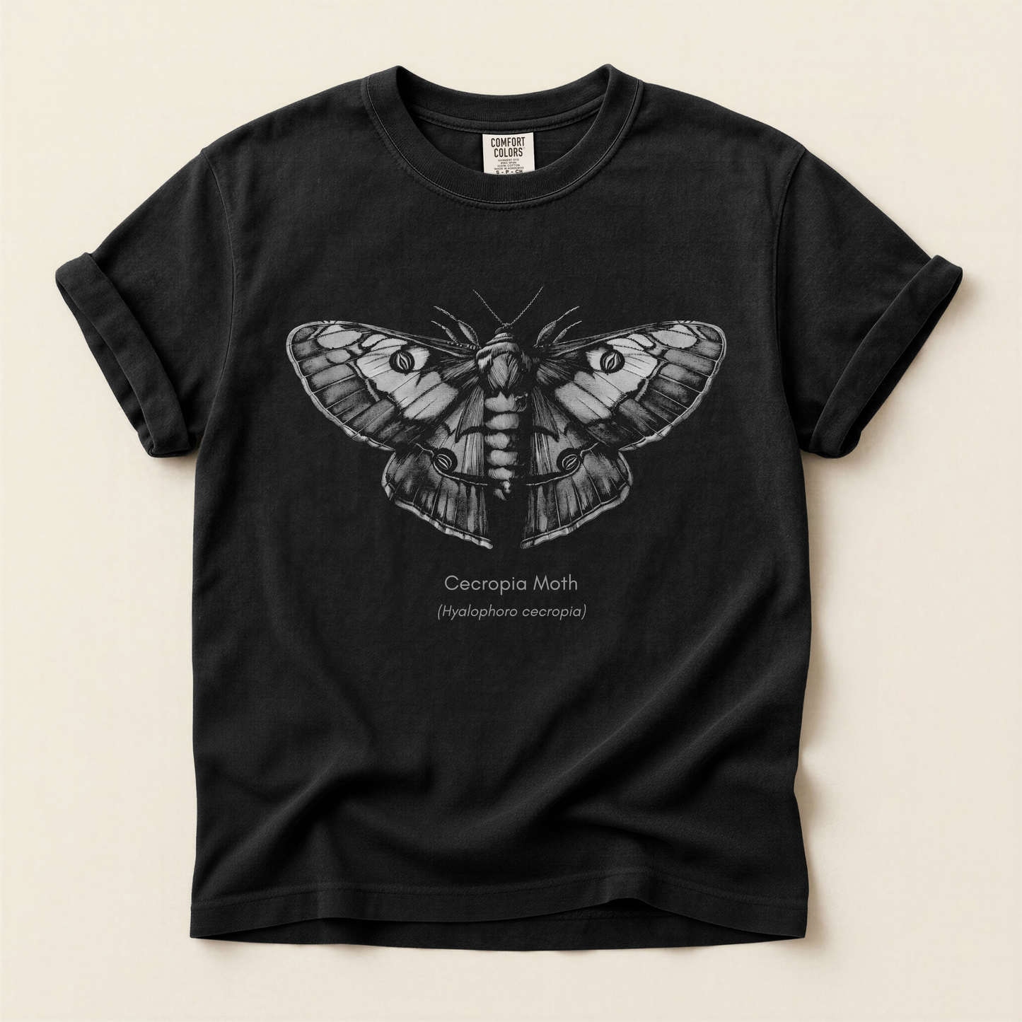 Cecropia Moth Grayscale Premium Tee