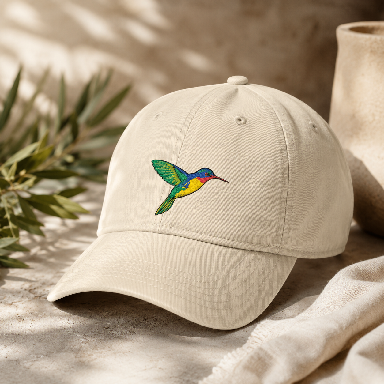 Hummingbird Embroidered Cap