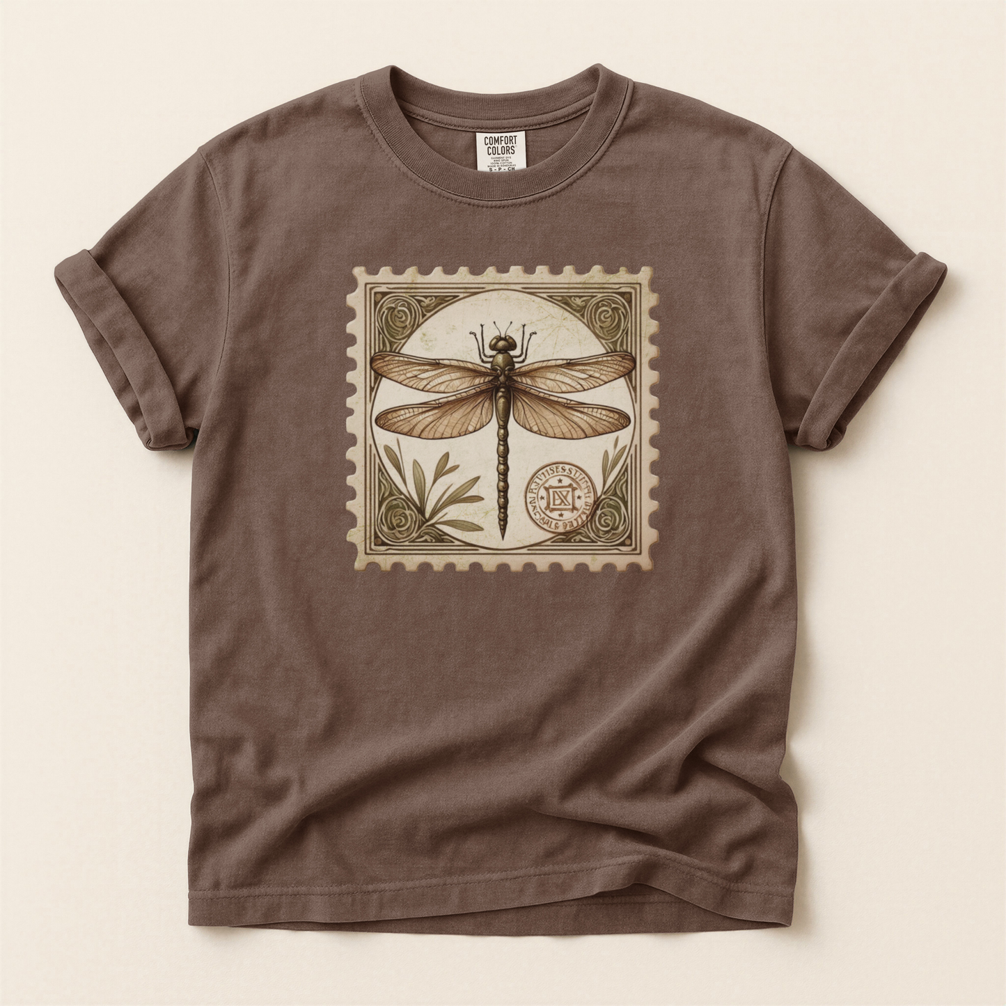 Dragonfly Stamp Brown Premium Tee