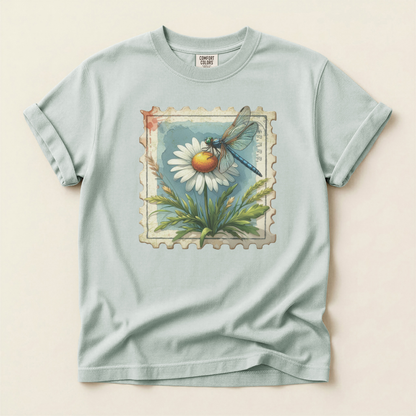 Dragonfly on Daisy Stamp Premium Tee