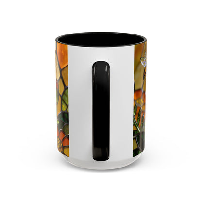 Bees and Marigolds Stained Glass Style Coffee/Tea Mug (15oz)