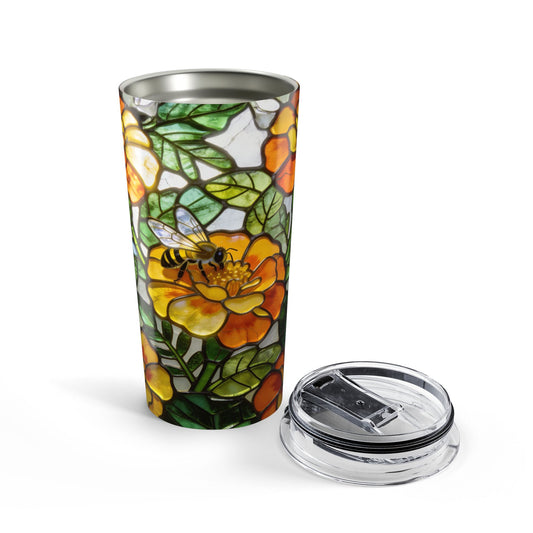 Bees and Marigolds Stained Glass Style 20oz Tumbler