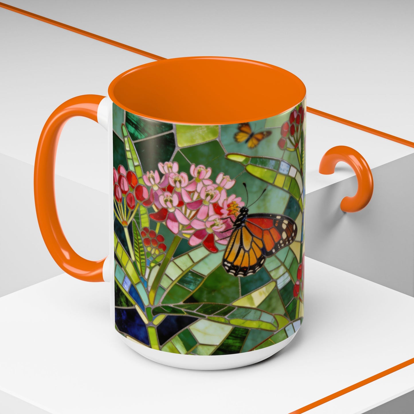 Monarch Stained Glass Style Coffee/Tea Mug (15oz)