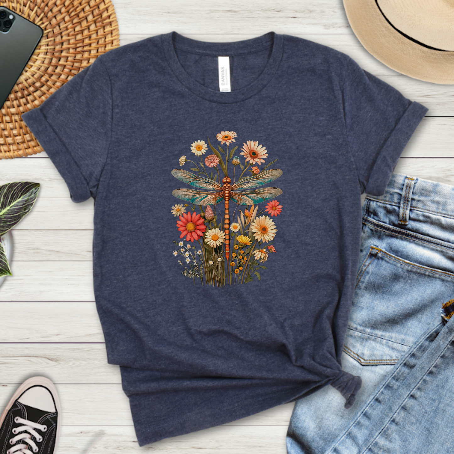 Floral Dragonfly Premium Tee