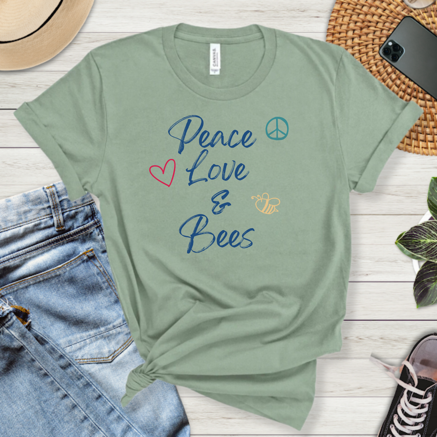Peace Love & Bees Premium Tee