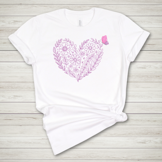 Valentine Flower Heart Premium Tee